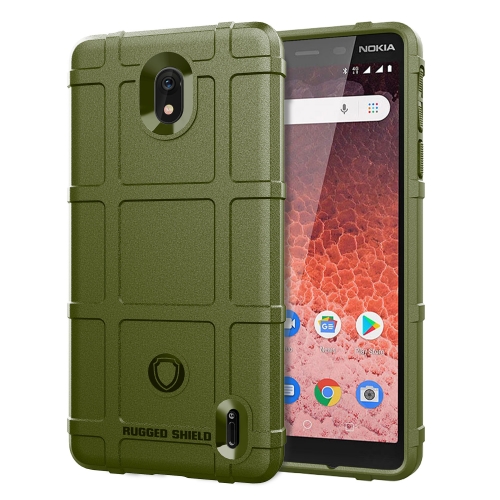 

Shockproof Rugged Shield Full Coverage Protective Silicone Case for Nokia 1 Plus(Army Green)