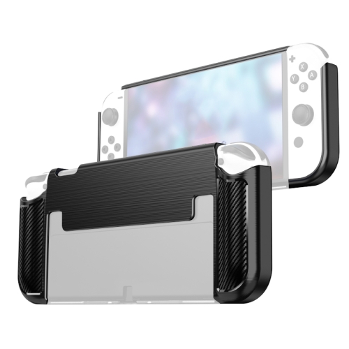 

Carbon Fiber TPU Shockproof Protective Case For Nintendo Switch OLED(Black)
