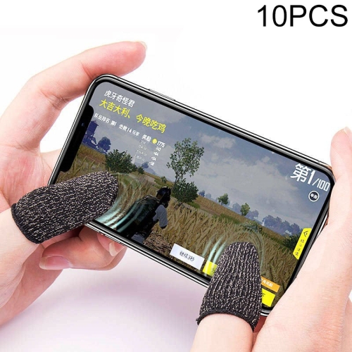 

10 PCS Nylon + Conductive Fiber Non-slip Sweat-proof Mobile Phone Game Touch Screen Finger Cover for Thumb / Index Finger(Black)