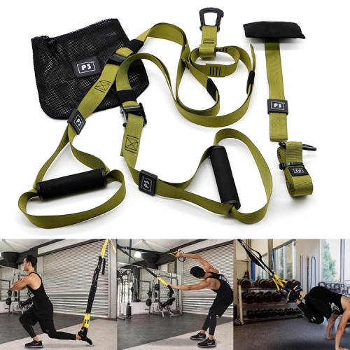 P3-2 Exercício de fitness ajustável para pendurar corda de puxar TRP3X Wall Pulley Yoga Belt, cinto principal: 1,4 m, 1,9 m após o ajuste, versão esportiva (verde militar)