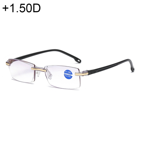

Rimless Anti Blue-ray Blue Film Lenses Presbyopic Glasses, +1.50D(Black)