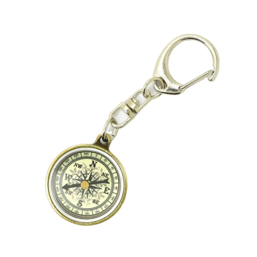 

2pcs Nisa C25X Vintage Zinc Alloy Metal Compass with Keychain