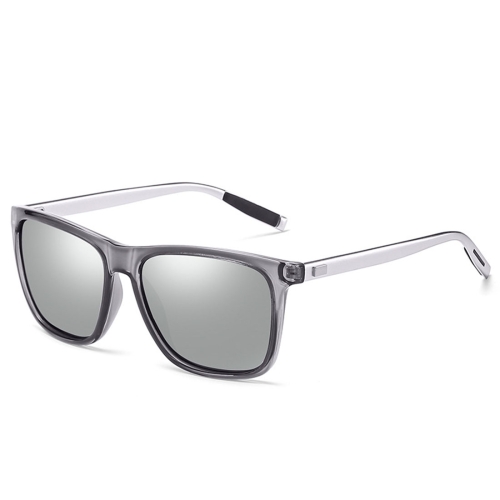 

Men Retro Fashion Aluminum Magnesium Frame UV400 Polarized Sunglasses (Grey+ Silver)