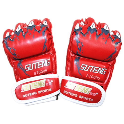 SUTENG Half Fingers PU Leather Adults Training UFC Boxing Gloves Red