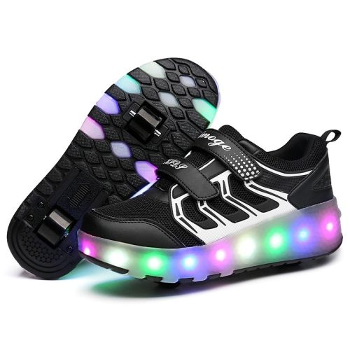 WS01 LED Ultra Light Mesh Surface patinaje sobre ruedas dobles recargables Zapatillas deportivas,