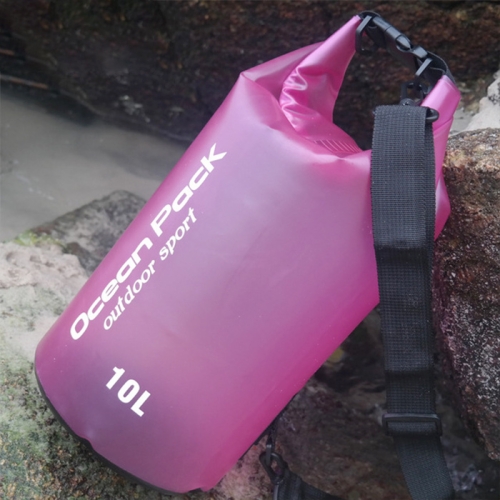 

Outdoor Waterproof Single Shoulder Dry Bag Dry Sack PVC Barrel Bag, Capacity: 10L (Rose Red)