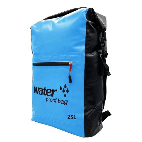 

Outdoor Folding Double Shoulder Bag Dry Sack PVC Waterproof Backpack, Capacity: 25L (Sky Blue)