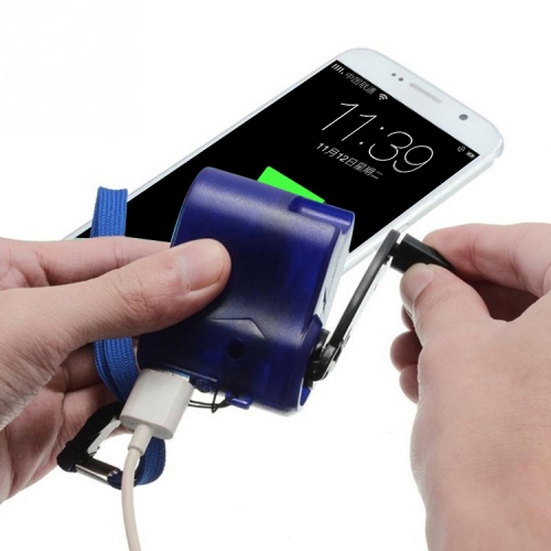 

Outdoor Emergency Portable Hand Power Dynamo Hand Crank USB Charging Charger(Blue)