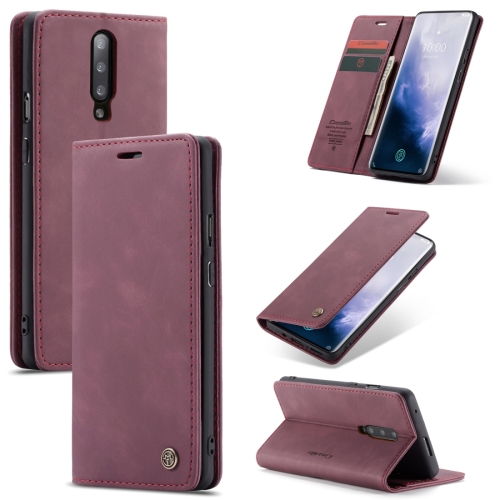 

CaseMe-013 Multifunctional Retro Frosted Horizontal Flip Leather Case for OnePlus 7 Pro, with Card Slot & Holder & Zipper Wallet & Photo Frame(Wine Red)