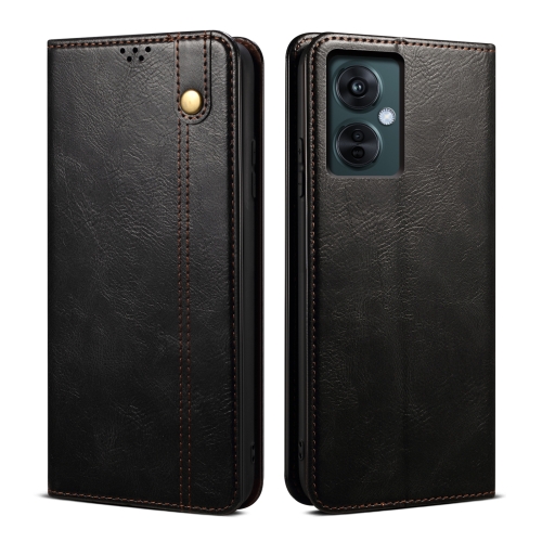 

Oil Wax Crazy Horse Texture Leather Phone Case For OnePlus Nord CE 3 Lite / OPPO K11X (Black)