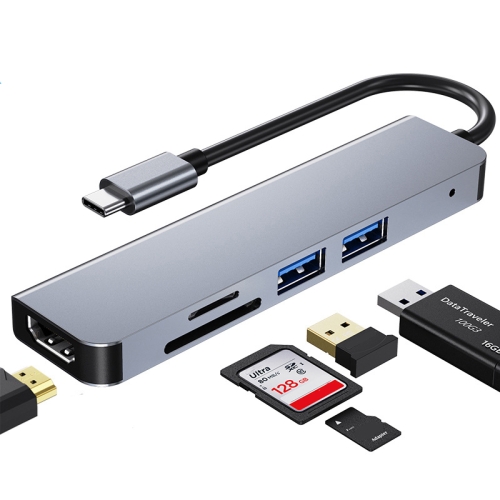 

5 in 1 USB-C / Type-C to 4K HDMI + SD / TF Card Slot + USB 2.0 + USB 3.0 Multifunctional Docking Station HUB