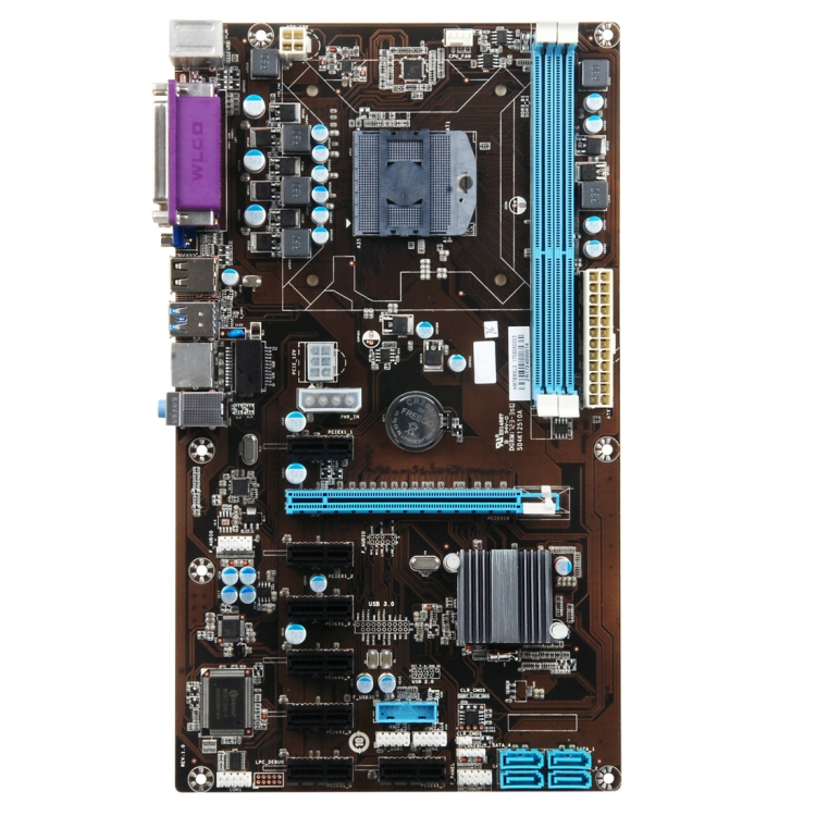 HM76BTC 8-PCIE 8 GPU LGA Mining Motherboard with i3 CPU Extender Riser ...