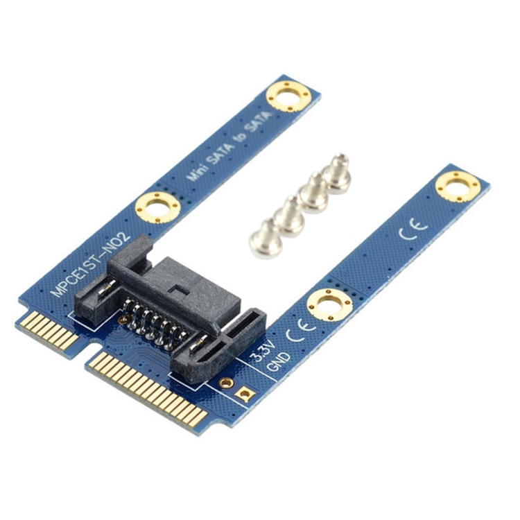 Mini PCI-E mSATA SSD to SATA Pin MPCIe Extension Adapter Card (Blue)
