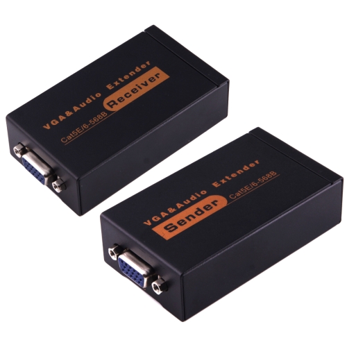 VGA & Audio Extender 1920x1440 HD 100m Cat5e / 6-568B Network Cable Sender Receiver Adapter, EU Plug(Black) amplifier booster convenience easy installtion digital hdtv cable