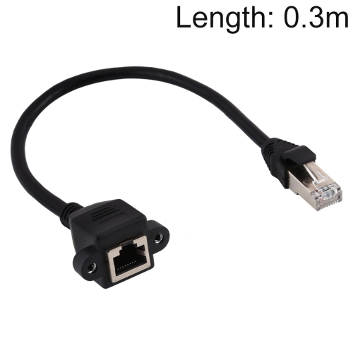 2 Screw lock 30cm rj45 Male to Female panel mount Ethernet LAN  Network Cable 