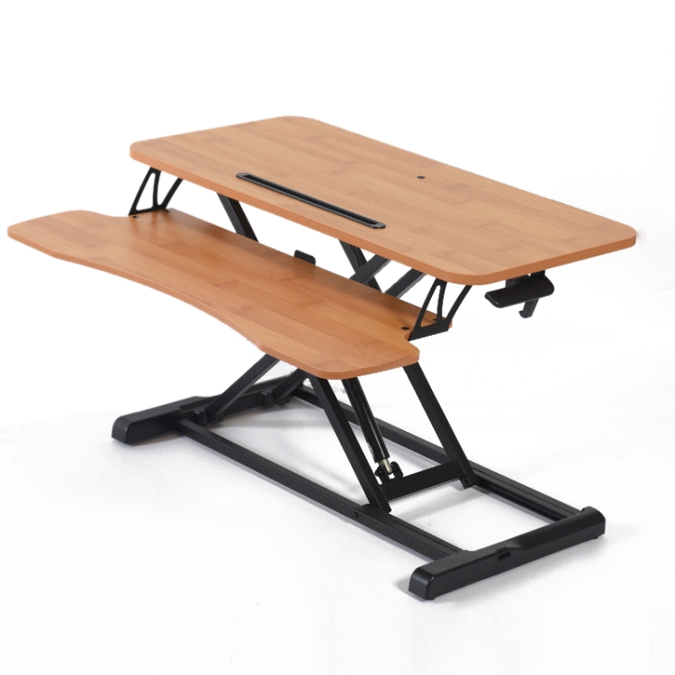 Foldable Standing and Liftable Computer Desk Workbench(Bamboo Wood ...