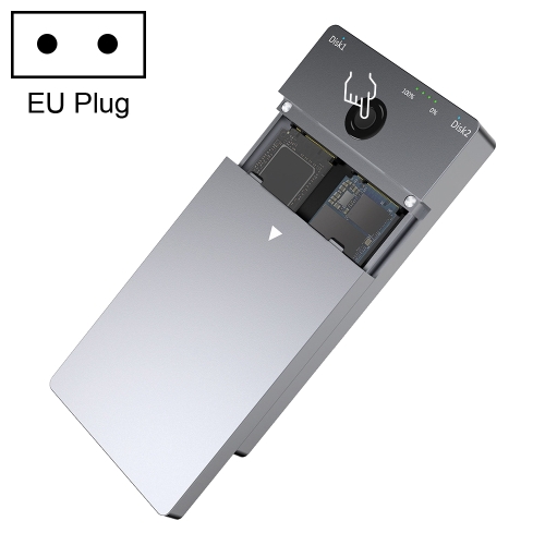 Rocketek ME921 USB3.1 Gen2 Dual M.2 Solid State Drive Box NVMe Docking Station, EU Plug