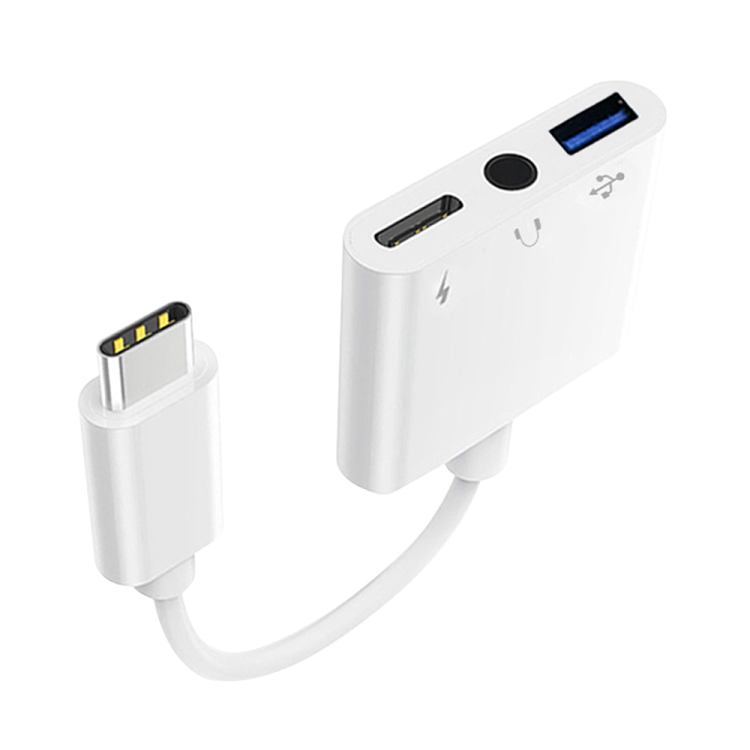 

3 in 1 USB-C / Type-C Male to Type-C + USB + 3.5mm Female OTG Adapter