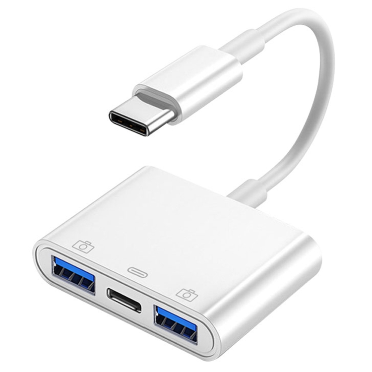 

S-202 3 in 1 USB-C / Type-C Male to Type-C + 2 x USB Female Camera Adapter