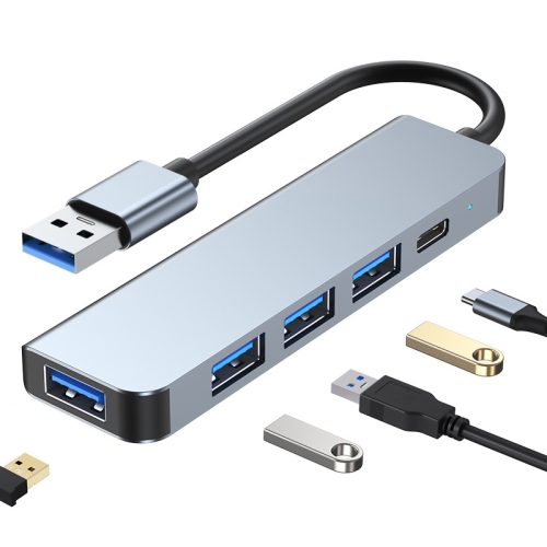 

BYL-2301U 5 in 1 USB to USB3.0+USB2.0x3+USB-C / Type-C HUB Adapter, Cable Length: 10cm