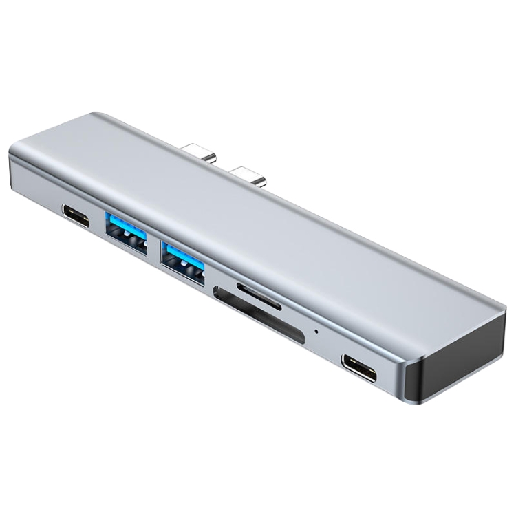 

BYL-2101 7 in 1 Dual USB-C / Type-C to USB Docking Station HUB Adapter (Silver)