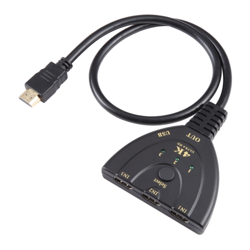 

3 x 1 4K 30Hz HDMI Switcher with Pigtail HDMI Cable, Support External Power Supply
