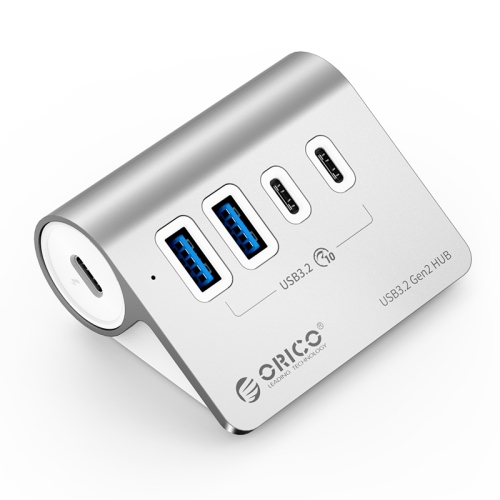 

ORICO M3CU2 Aluminum Alloy 4-Port Type-C And USB 3.2 Gen2 10Gbps HUB(Silver)