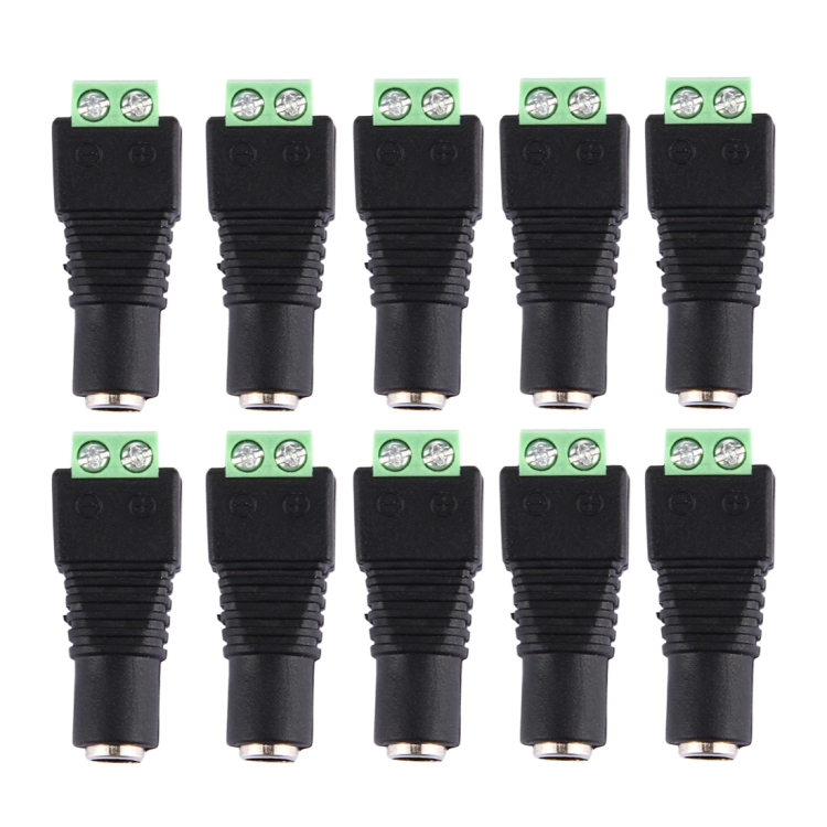 

10 PCS Female 2.1x5.5mm DC Power Plug Jack Adapter Connector Plug for LED Strip Light(Green + Black)
