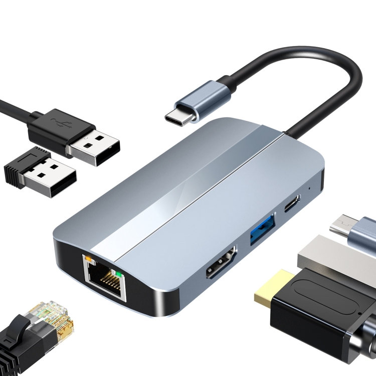 

BYL-2203 6 in 1 USB-C / Type-C to USB Multifunctional Docking Station HUB Adapter