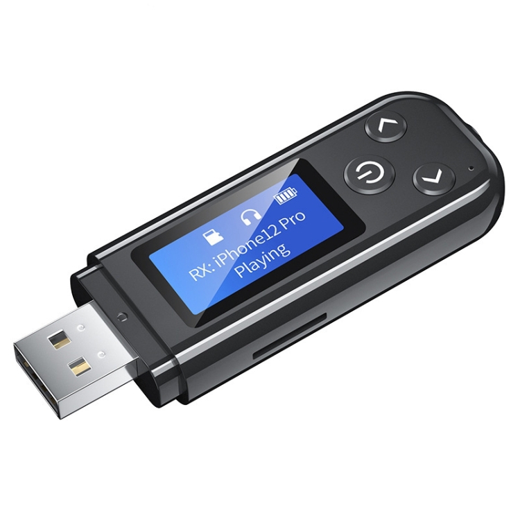 

K15-Pro 2 in 1 USB Car Bluetooth 5.0 Audio Adapter Transmitter Receiver with LCD Screen