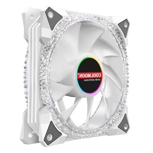 

COOLMOON AS2 PWM Controlled Cooling Fan 12CM Dual-aperture Computer Water Cooling ARGB Chassis Fan (White)