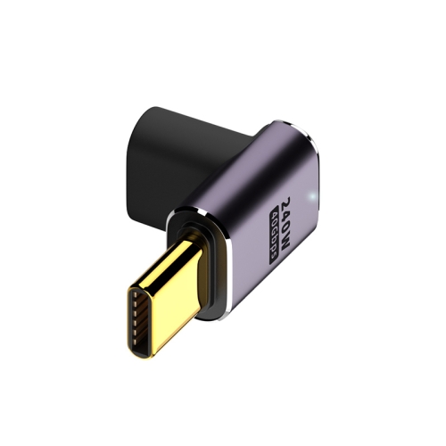 

240W USB-C/Type-C Female to USB-C/Type-C Male 40Gbps Up and Down Bend Adapter with Light
