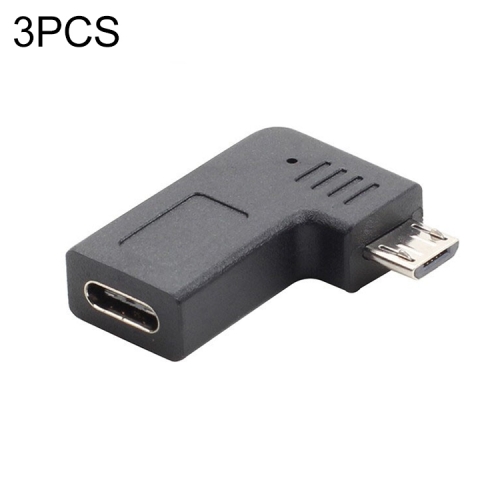 

3 PCS LY-U2T078 USB-C / Type-C Female to Micro USB 5 Pin Right Elbow Male Charging Adapter