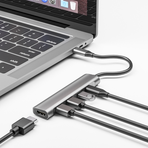 Adaptateur USB-C / HDMI + USB-C + 2 x USB 2.0 + USB 3.0 - HDMI