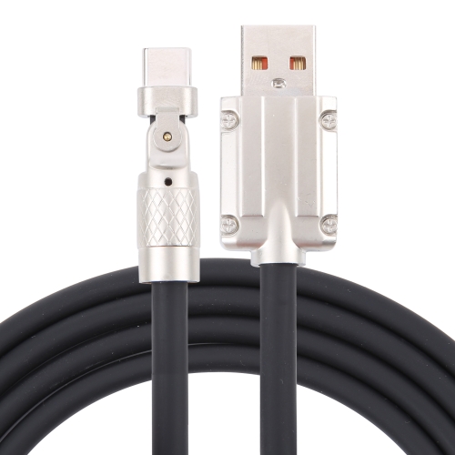 

Mech Series 6A 120W USB to Type-C 180-degree Metal Plug Fast Charging Cable, Length: 1.8m(Black)