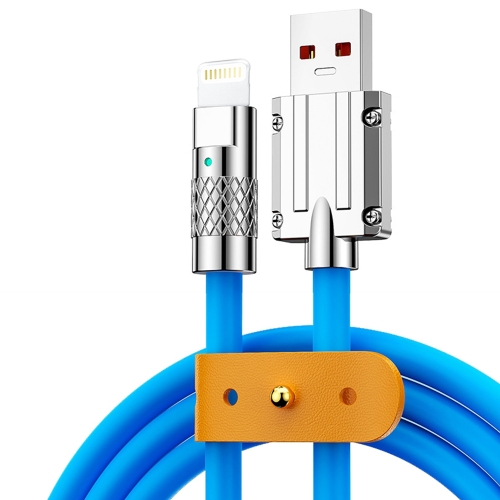 

Mech Series 6A 120W USB to 8 Pin Metal Plug Silicone Fast Charging Data Cable, Length: 1.8m(Blue)