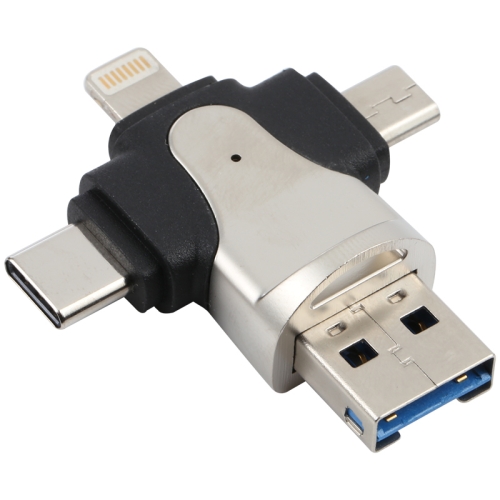 

4 in 1 8 Pin + USB-C / Type-C + Micro USB + USB 3.0 Male TF Card Reader
