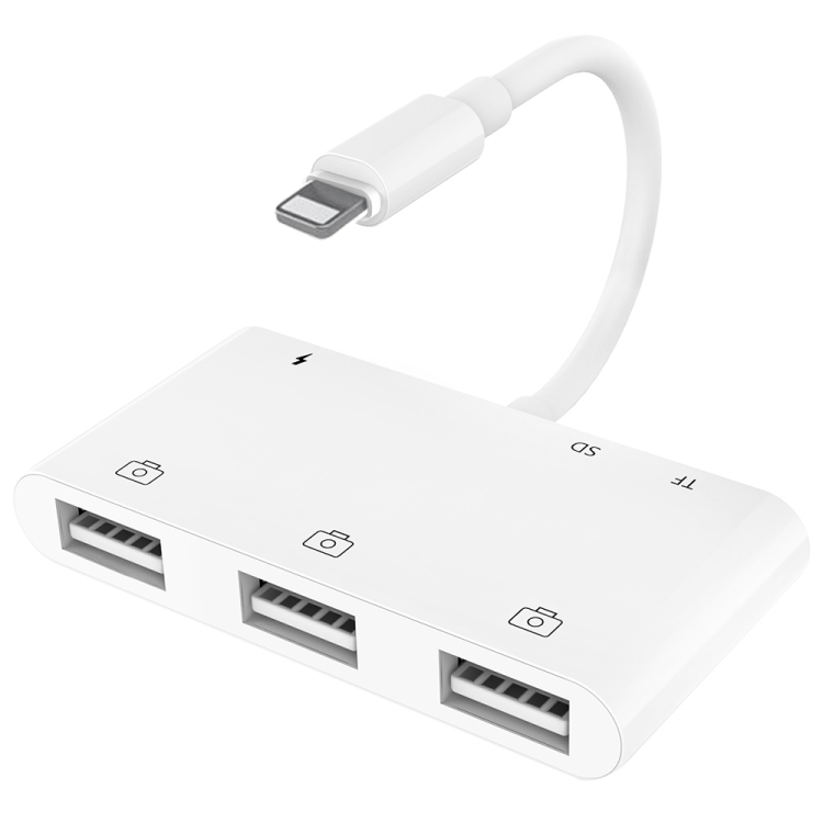 

6 in 1 8 Pin Male to 3 USB + TF / SD Card Slot + 8 Pin Power Female Adapter