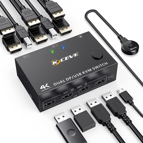 KC-KVM202DPA-USB2.0 Commutateur KVM DP 3DP+3DP (noir)