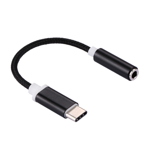 

USB-C / Type-C Male to 3.5mm Female Weave Texture Audio Adapter, Length: about 10cm(Black)