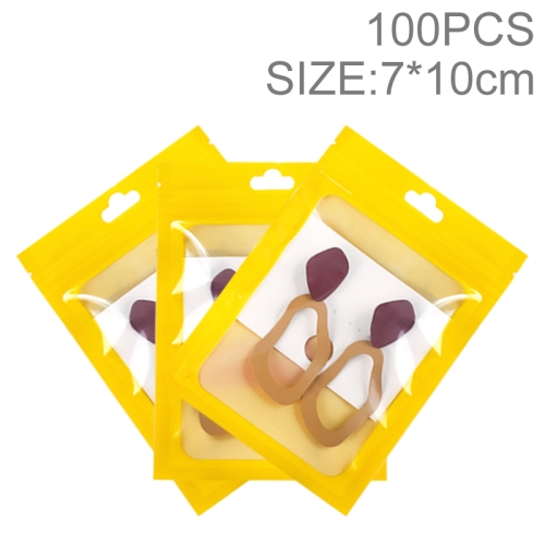 

100pcs 7×10cm HD Transparent Window Phone Case Decoration Sealed Bag (Yellow)