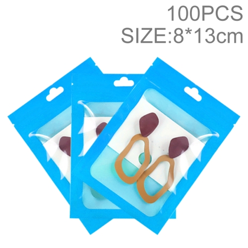 

100pcs 8×13cm HD Transparent Window Phone Case Decoration Sealed Bag (Sky Blue)