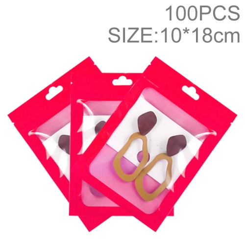 

100pcs 10×18cm HD Transparent Window Phone Case Decoration Sealed Bag (Rose Red)