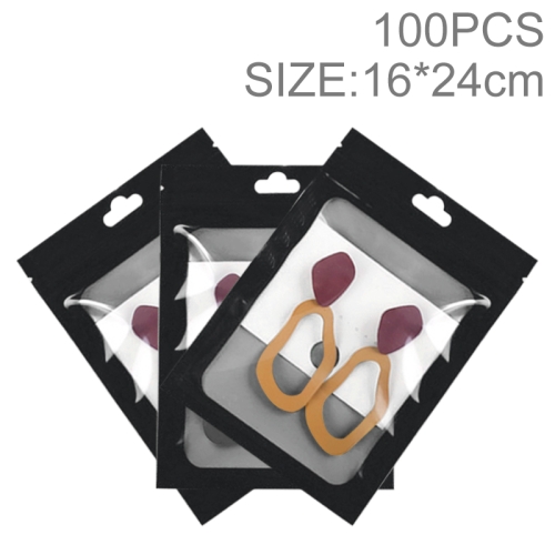 

100pcs 16×24cm HD Transparent Window Phone Case Decoration Sealed Bag (Black)