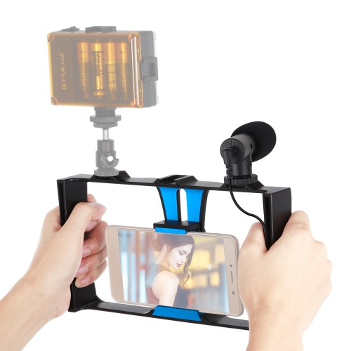 

PULUZ 2 in 1 Live Broadcast Smartphone Video Rig + Microphone Kits for iPhone, Galaxy, Huawei, Xiaomi, HTC, LG, Google, and Other Smartphones(Blue)