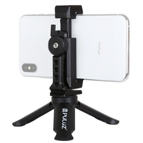 

PULUZ Folding Plastic Tripod + Horizontal / Vertical Shooting Metal Clamp with Cold Shoe for iPhone, Galaxy, Huawei, Xiaomi, Sony, HTC, Google and other Smartphones