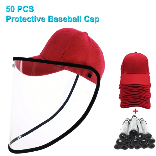 Safety Full Face Shield Protective Facial Baseball Cap Detachable Hats Red 