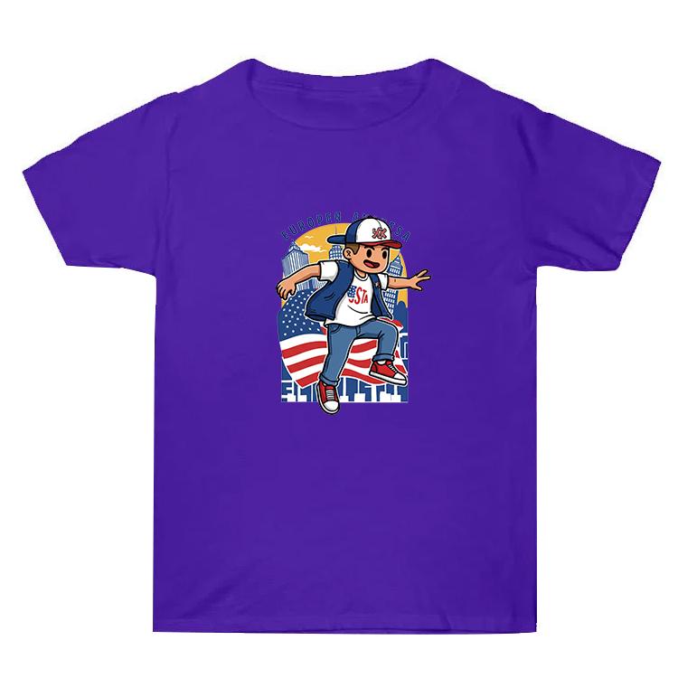 

Summer Baggy Cotton Short Sleeve T-shirt Custom Made Print On Your Demand, Size: M (Purple-2)