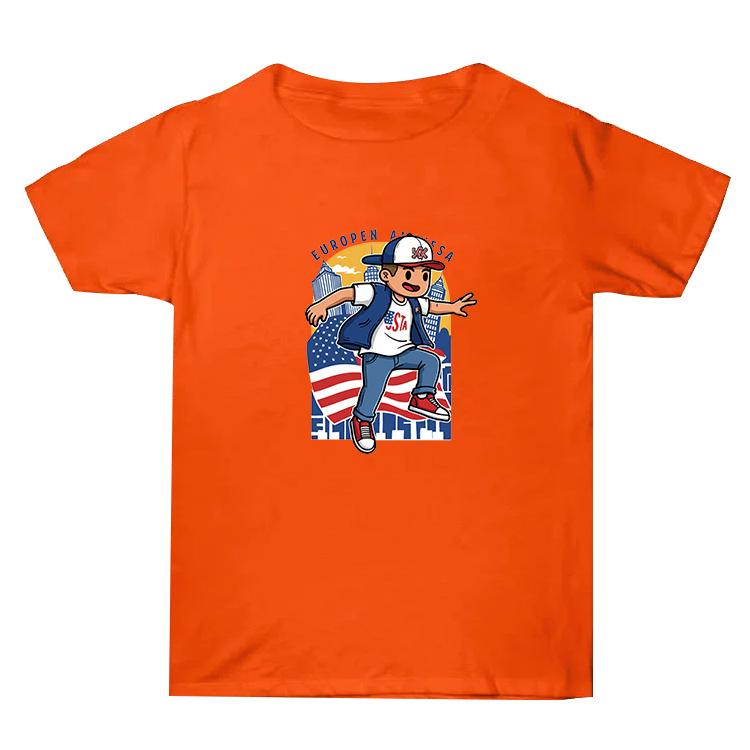 

Summer Baggy Cotton Short Sleeve T-shirt Custom Made Print On Your Demand, Size: L (Orange-2)
