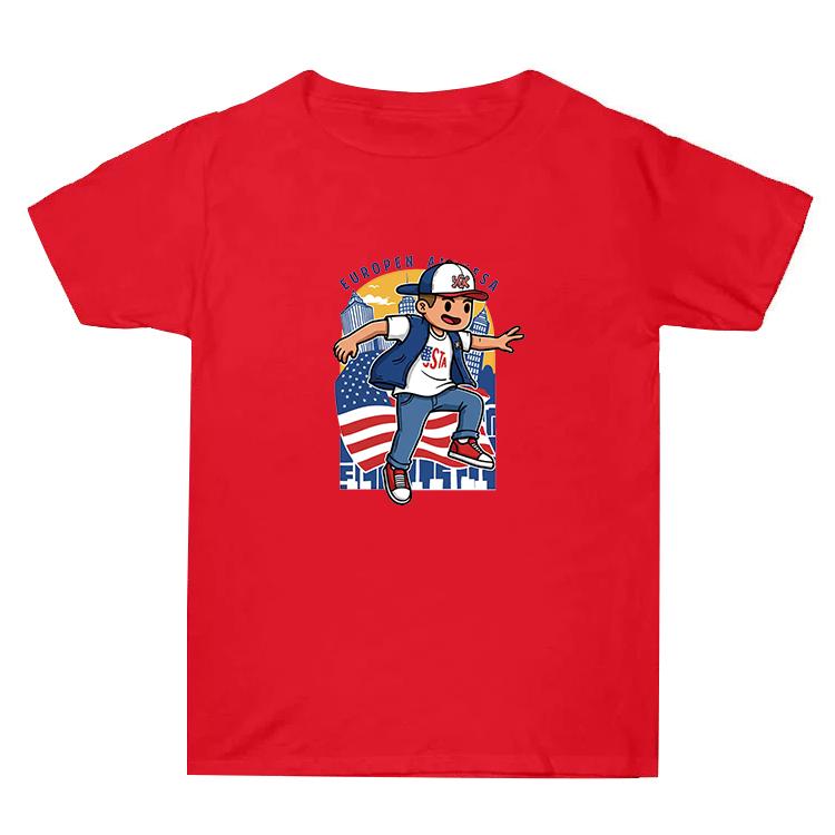 

Summer Baggy Cotton Short Sleeve T-shirt Custom Made Print On Your Demand, Size: L (Red-2)